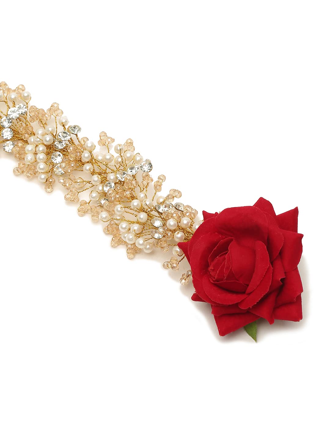 YouBella Women Fashion Stylish and Trendy  Jewellery Beaded Floral Hair Chain for Women and Girls